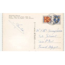 ARQUIAN: place de la poste, allée du château, place de l'église vue aérienne 10x15 - très bon état