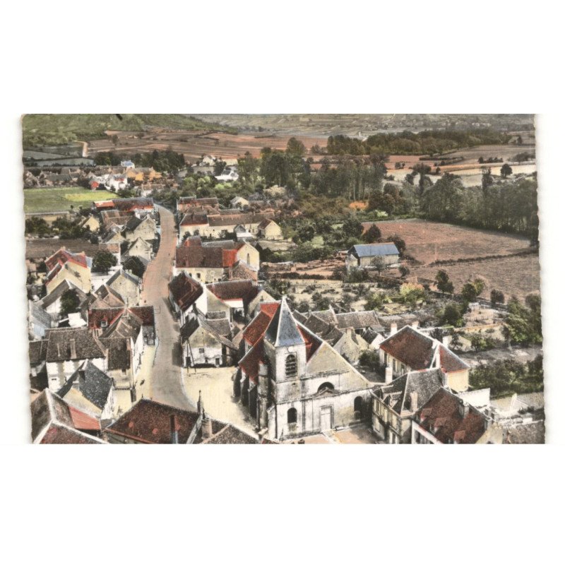 BILLY-sur-OISY: l'église et la grande rue vue aérienne 10x15 - très bon état