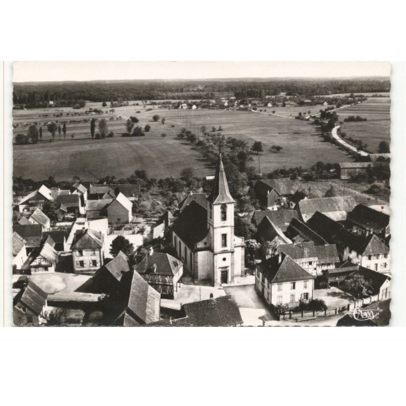 MATZENHEIM: vue panoramique, le centre, l'église vue aérienne 10X15 - très bon état