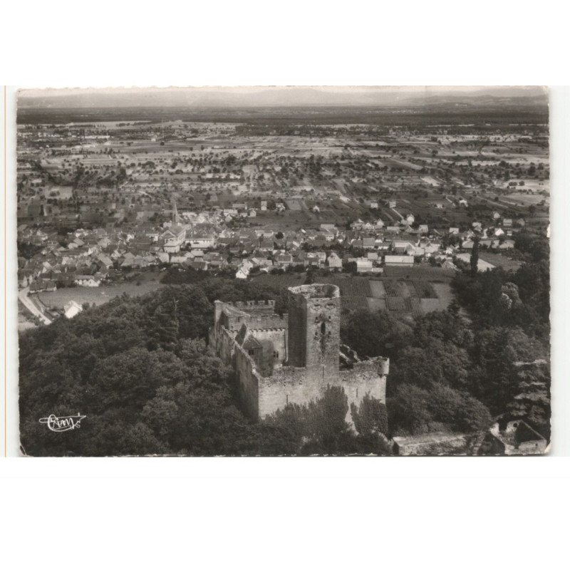 KINTZHEIM: vue panoramique avec en 1er plan les ruines du château vue aérienne 10X15 - très bon état