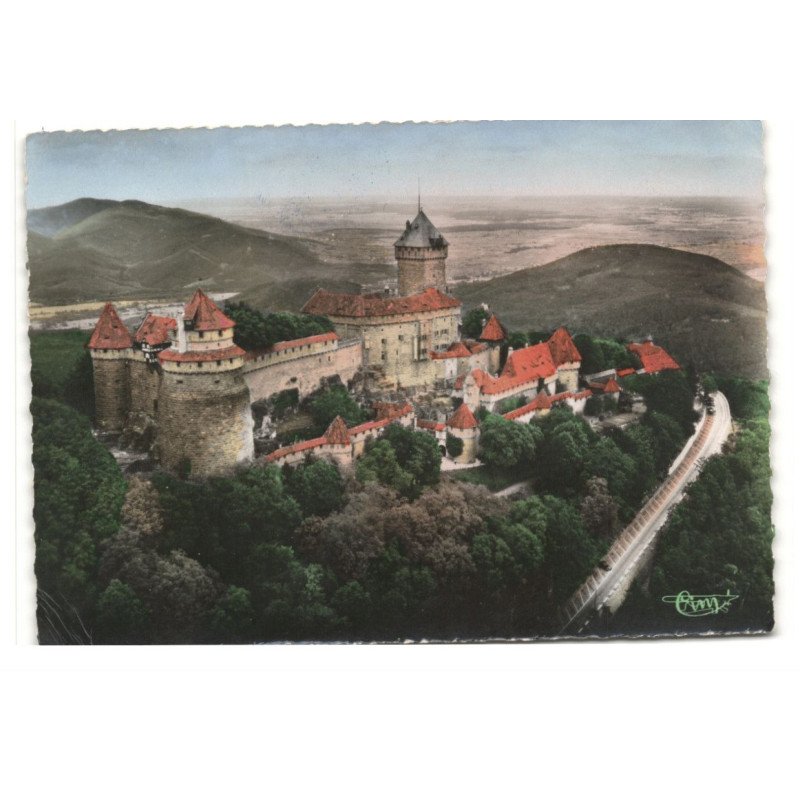 HAUT-KOENIGSBOURG: château avec vue panoramique sur la plaine vue aérienne 10X15 - très bon état