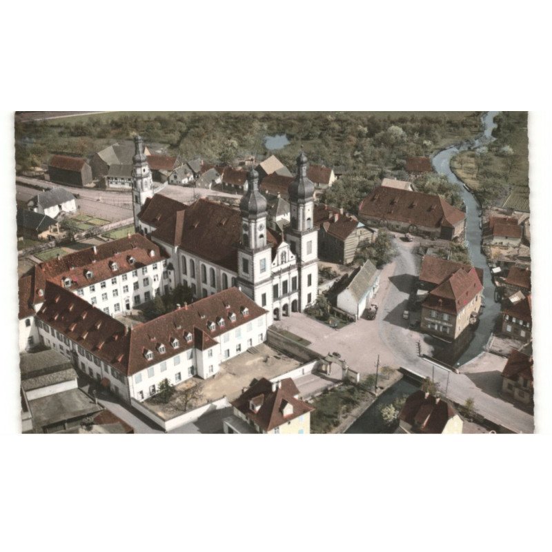 EBERSMUNSTER: église abbatiale et couvent vue aérienne 10X15 - très bon état