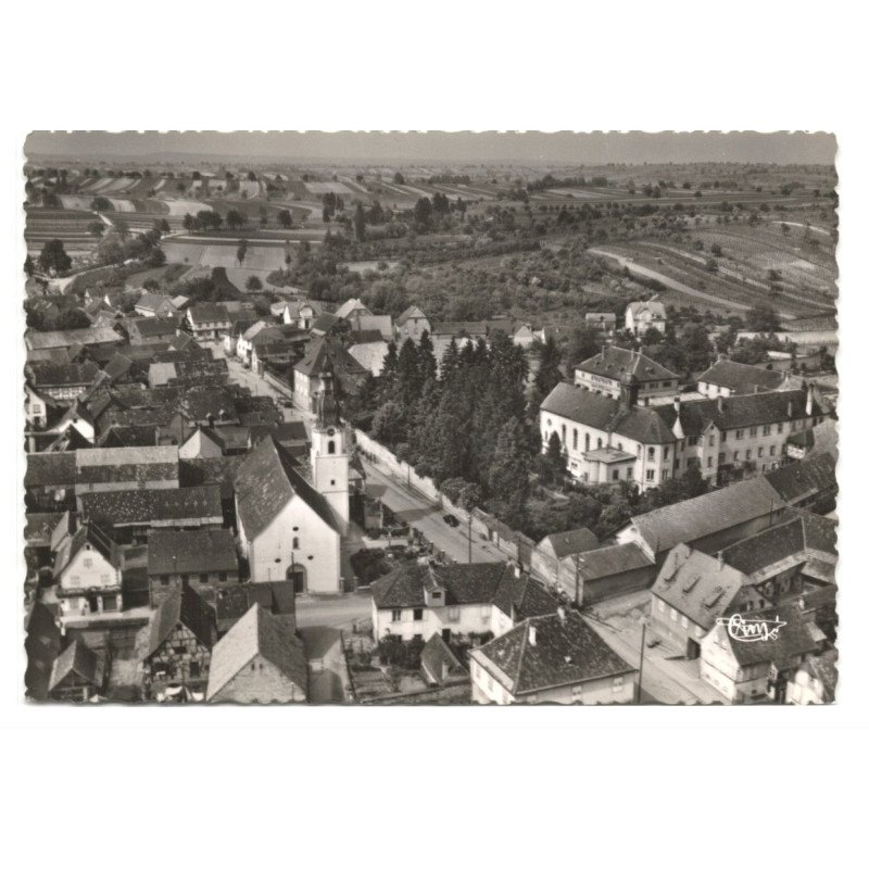 ERGERSHEIM: l'église, le couvent des trappistes vue aérienne 10X15 - très bon état