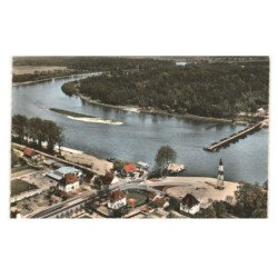 DRUSENHEIM: le cours du rhin et le bac de drusenheim vue aérienne 10X15 - très bon état