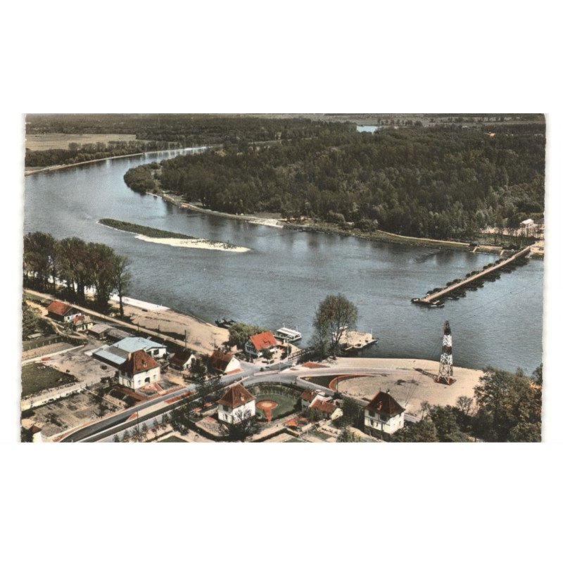 DRUSENHEIM: le cours du rhin et le bac de drusenheim vue aérienne 10X15 - très bon état
