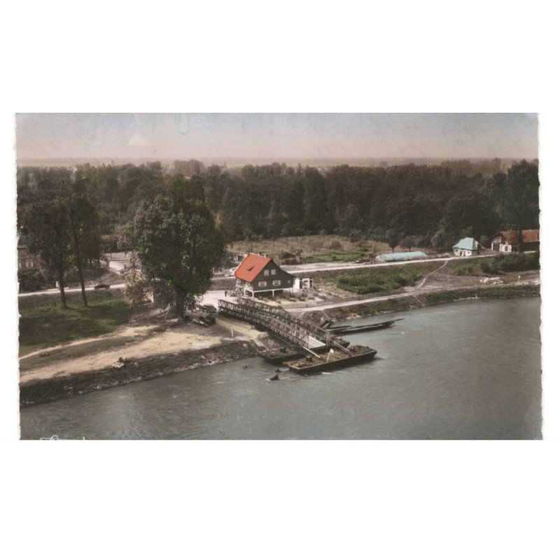 DRUSENHEIM: portière embarcation pont bateaux et restaurant "au plaisir du rhin" vue aérienne 10X15 - très bon état