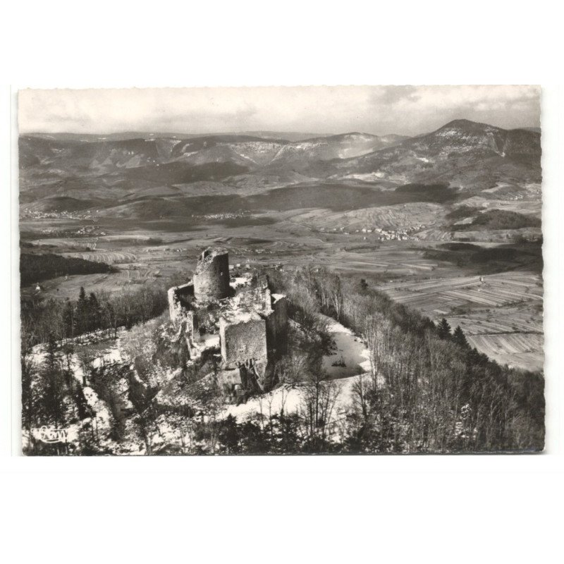 FRANKENBOURG: vue panoramique des ruines du château vue aérienne 10X15 - très bon état