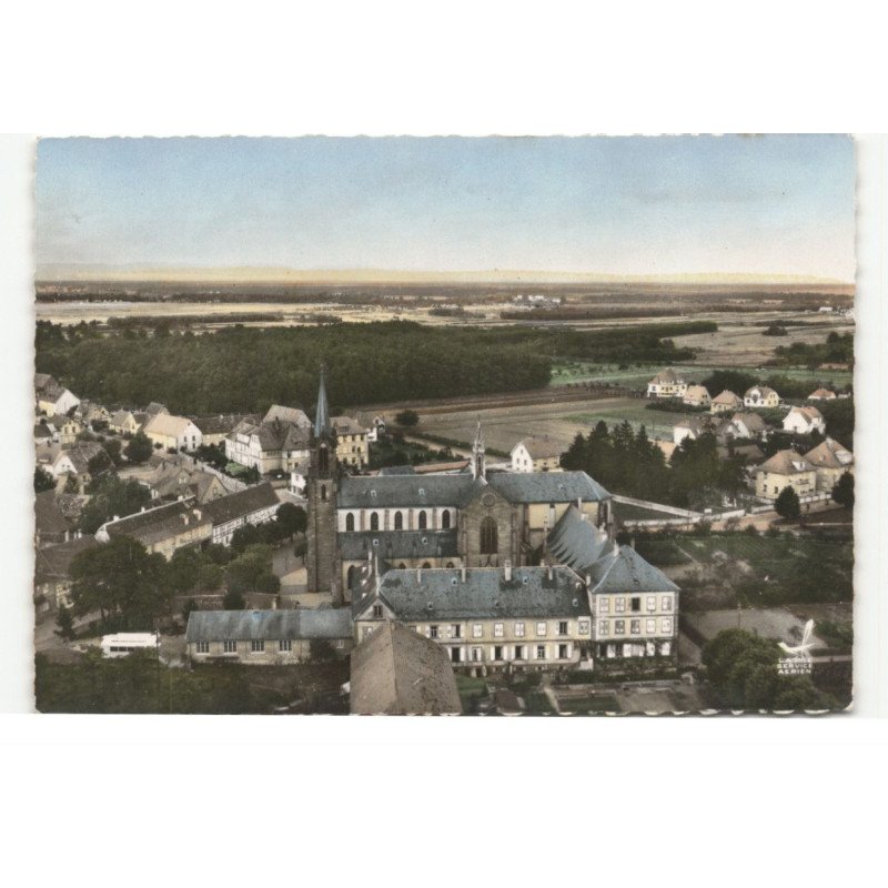 MARIENTHAL: basilique et maison des prêtres vue aérienne 10X15 - très bon état