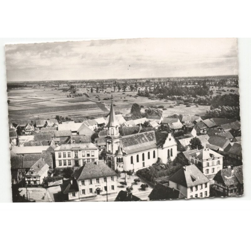 REICHSTETT: mairie école des filles, église saint-michel vue aérienne 10X15 - très bon état