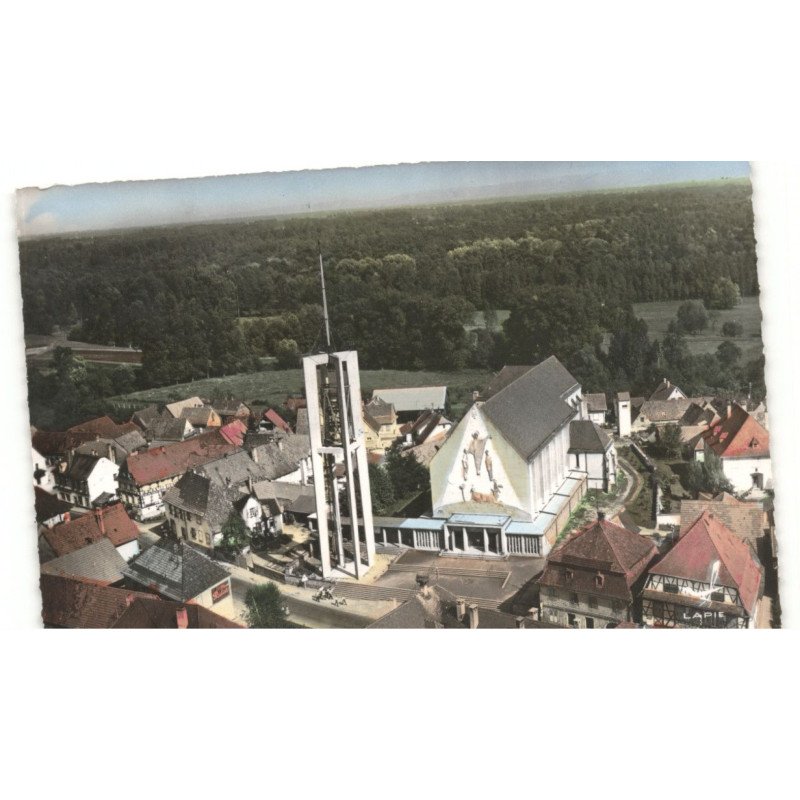 SELTZ: l'église saint-étienne vue aérienne 10X15 - très bon état