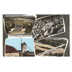 SAINT-PIERRE-le-MOUTIER: 4 vues vue aérienne 10x15 - très bon état