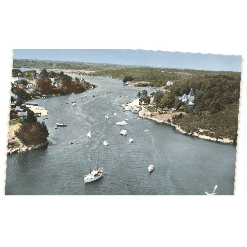 ROS-BRAS: le centre nautique et vue panoramique sur l'aven vue aérienne 10x15 - très bon état