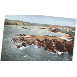LE DIBEN-en-PLOUGASNOU: la plage de port-blanc et panorama sur le port vue aérienne 10x15 - très bon état