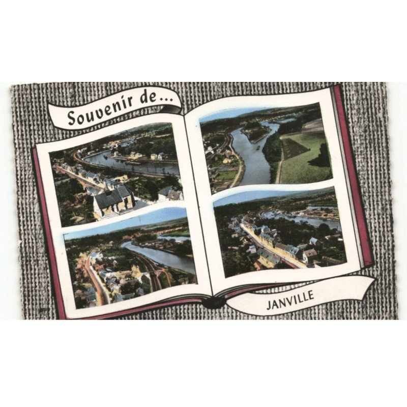 JANVILLE: souvenir de... 4 vues vue aérienne 10x15 - très bon état