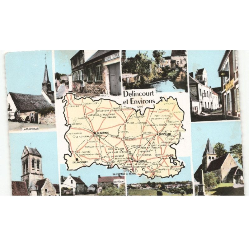 DELINCOURT: 8 vues vue aérienne 10x15 - très bon état