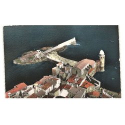 COLLIOURE: l'église et la plage vue générale vue aérienne 10x15 - très bon état