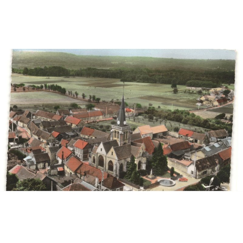 SACY-le-GRAND: l'église saint-germain vue aérienne 10x15 - très bon état