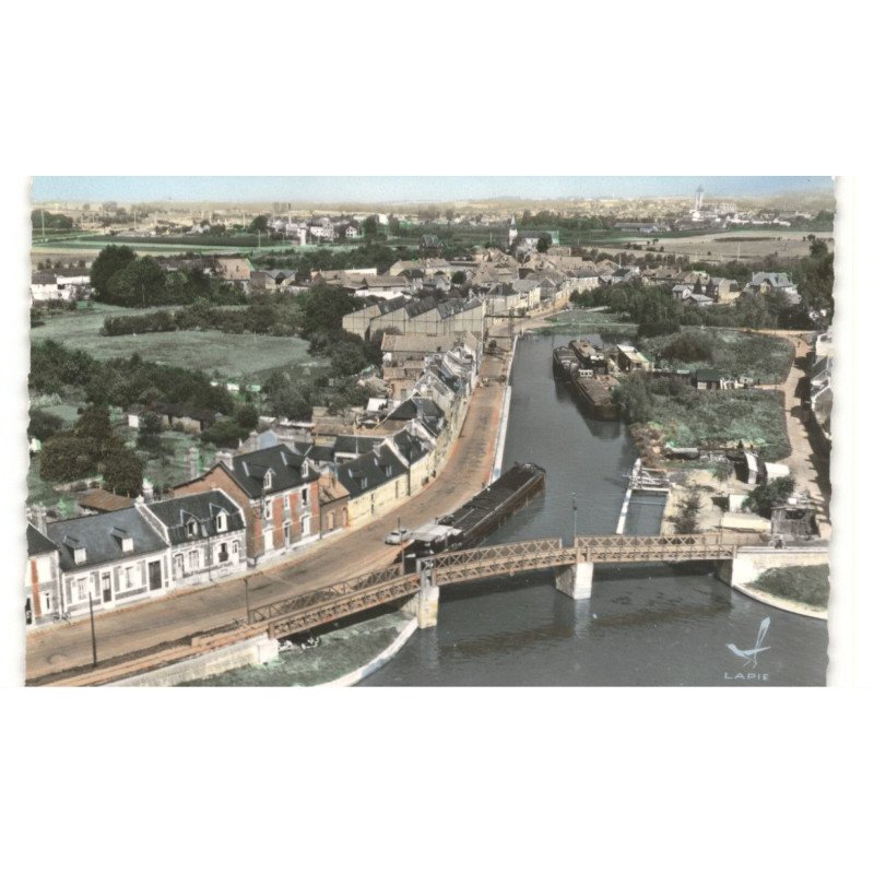 PONT-L'EVEQUE: le port vue aérienne 10x15 - très bon état