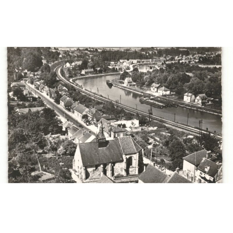JANVILLE: vue d'ensemble l'église, le port, vue aérienne 10x15 - très bon état