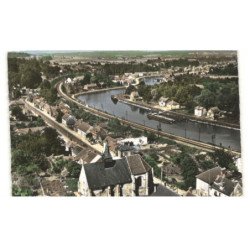 JANVILLE: vue d'ensemble l'église le port, vue aérienne 10x15 - très bon état