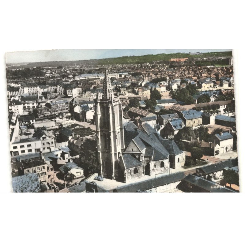 CREIL: l'église saint-médard vue aérienne 10x15 - très bon état