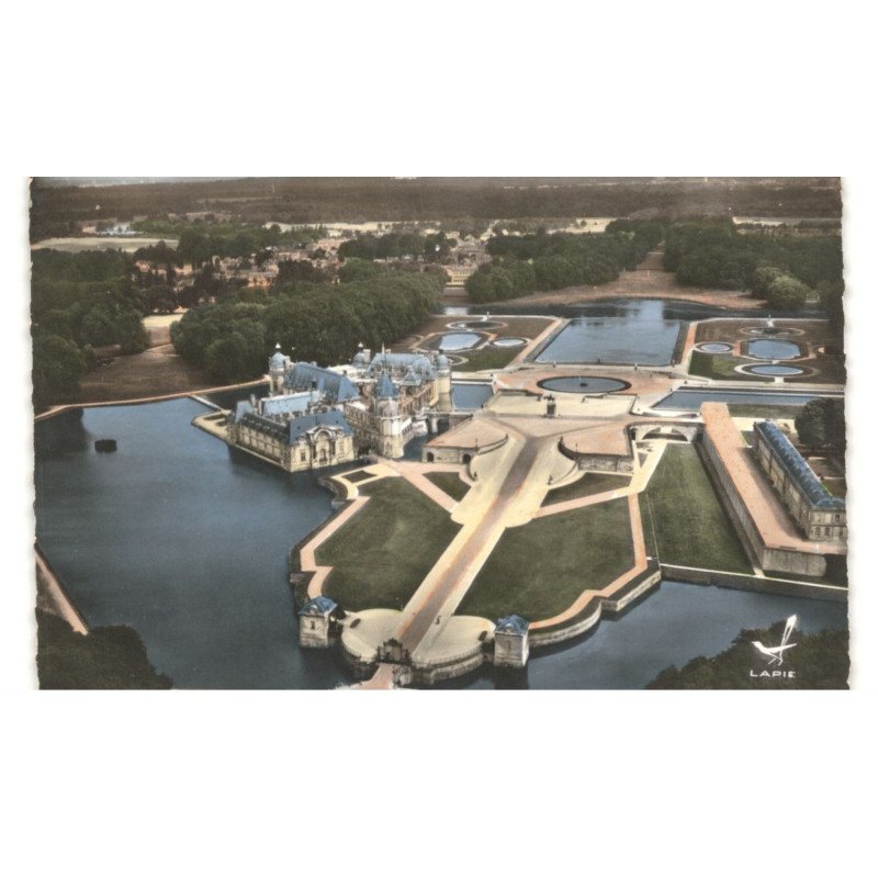 CHANTILLY: le château vue aérienne 10x15 - très bon état