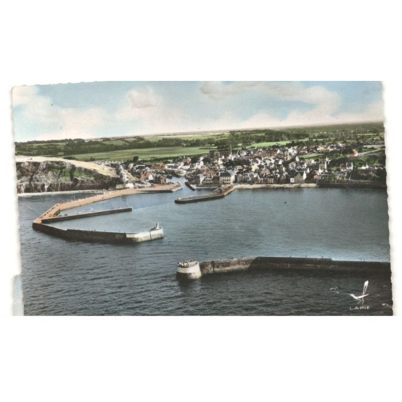 PORT-en-BESSIN: vue panoramique vue aérienne 10X15 - très bon état