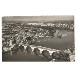 BERGERAC: le pont et la dordogne vue aérienne 10x15 - très bon état