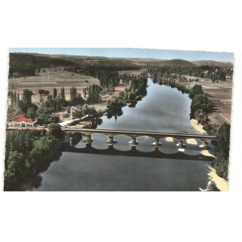 SIORAC-en-PERIGORD: le pont sur la dordogne vue aérienne 10x15 - très bon état