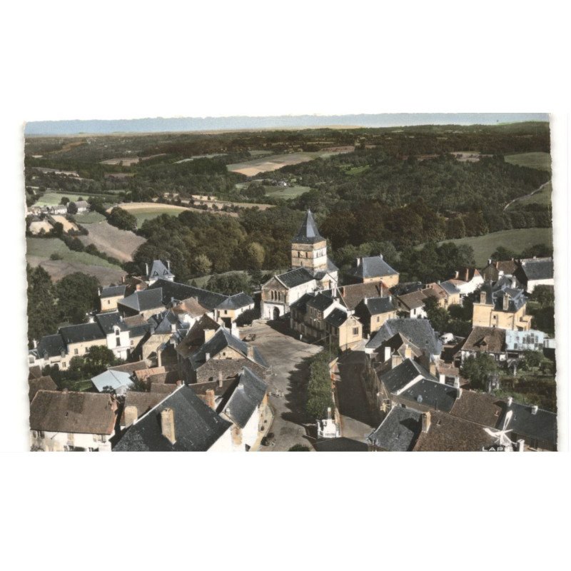 PAYZAC de LANOUAILLE: l'église et vue d'ensemble vue aérienne 10x15 - très bon état