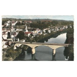 MOULEYDIER: vue d'ensemble, pont sur la dordogne vue aérienne 10x15 - très bon état