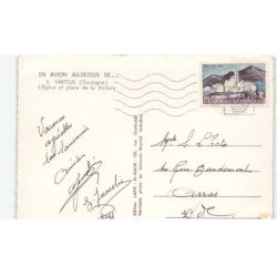 MAREUIL: l'église et place de la victoire vue aérienne 10x15 - état