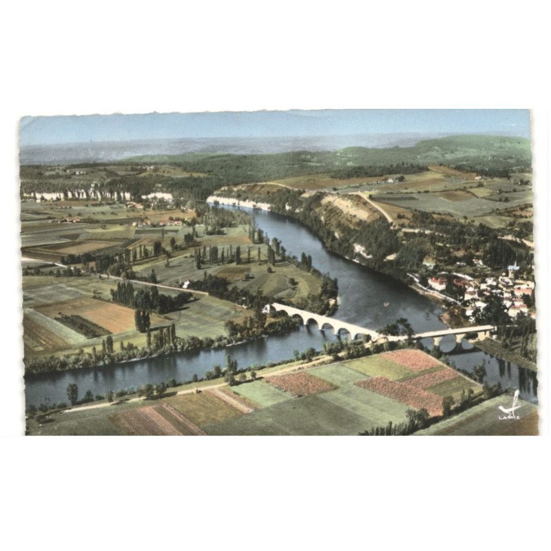 LIMEUIL: confluent de la dordogne et la vézère vue aérienne 10x15 - très bon état