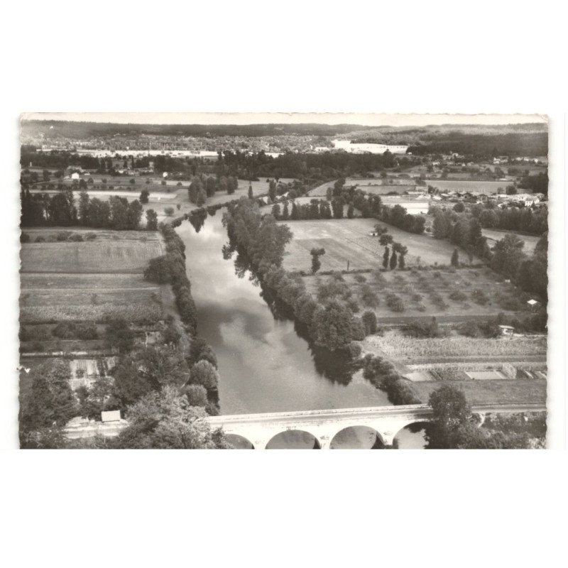 RAZAC-sur-L'ISLE: le pont de gravette vue aérienne 10x15 - très bon état