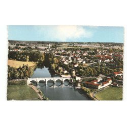 MONTPON-sur-L'ISLE: vue panoramique et le pont sur l'isle vue aérienne 10x15 - très bon état
