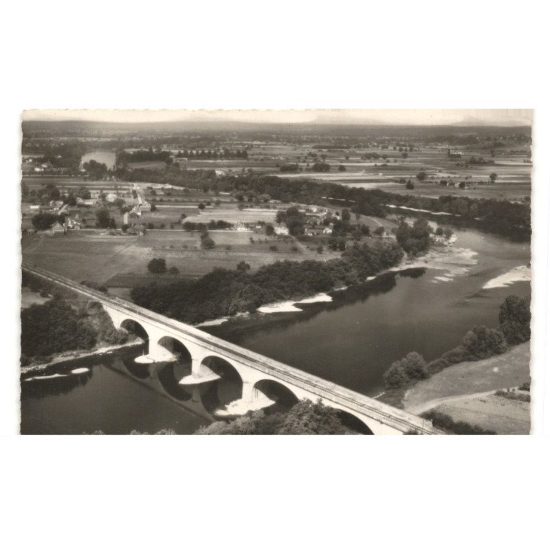 LAMONZIE-SAINT-MARTIN: le pont de chemin de fer sur la dordogne, magnifique panorama vue aérienne 10x15 - très bon état
