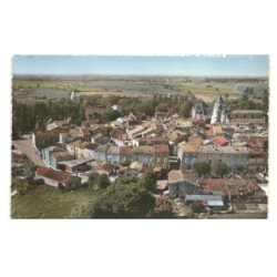 ISSIGEAC: vue générale, l'église XIVe et le château XVIIe vue aérienne 10x15 - très bon état
