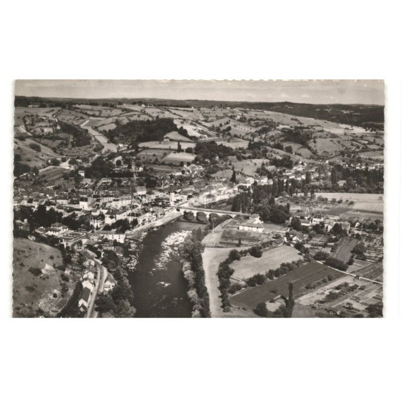 LE BUGUE: vue générale et le pont vue aérienne 10x15 - très bon état