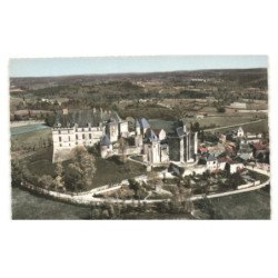 BIRON: le château domine la vallée de gavaudin vue aérienne 10x15 - très bon état