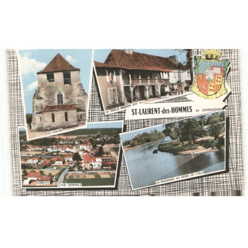 MONTPON: l'église vue générale vauclaire la place de la mairie vue aérienne 10x15 - très bon état