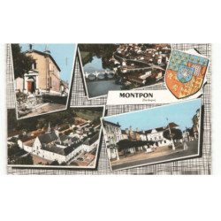 MONTPON: l'église vue générale vauclaire la place de la mairie vue aérienne 10x15 - très bon état