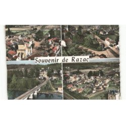 RAZAC-sur-L'ISLE: l'église et la place sainte-marie route de bordeau vue aérienne 10x15 - très bon état