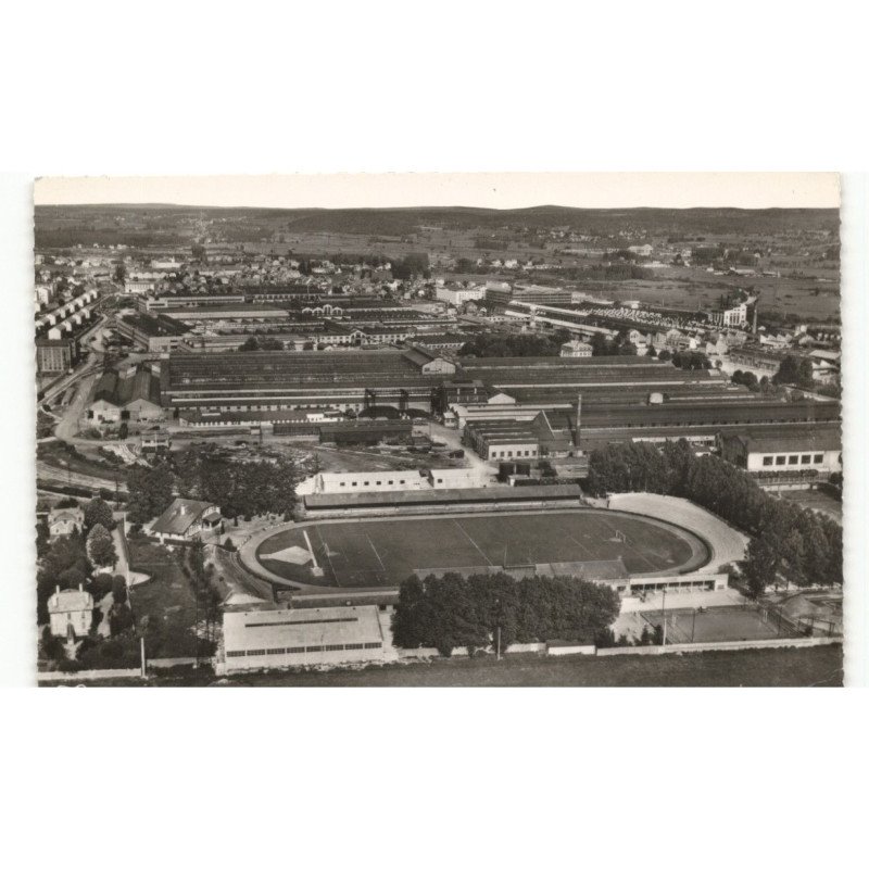 MONTBELIARD: le stade bonal et les usines peugeot vue aérienne 10x15 - état