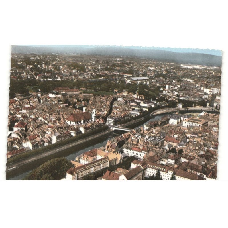 BESANCON: quais du doubs le pont battant et l'église de la madeleine vue aérienne 10x15 - très bon état