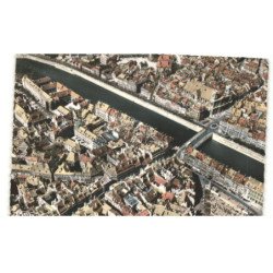 BESANCON: la grande rue, le pont battant sur le doubs et la madeleine vue aérienne 10x15 - très bon état