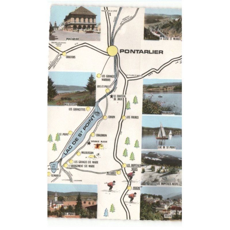 PONTARLIER: lac de saint-point 8 vues vue aérienne 10x15 - état