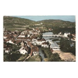 QUINGEY: vue générale, la loue, le pont vue aérienne 10x15 - très bon état