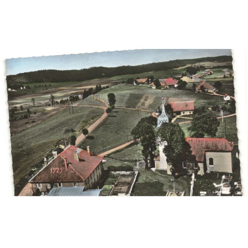 MALPAS: l'église et l'école vue aérienne 10x15 - très bon état