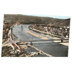 TOURNON: vue générale et les ponts sur le rhône vue aérienne 10x15 - très bon état