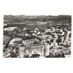 SUZE-la-ROUSSE: le château et la ville vue aérienne 10x15 - très bon état